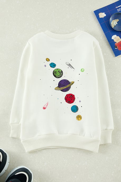 TRENDYOLKIDS Meisjes Wit Grafisch Lang Regular fit Sweatshirts - Image 1