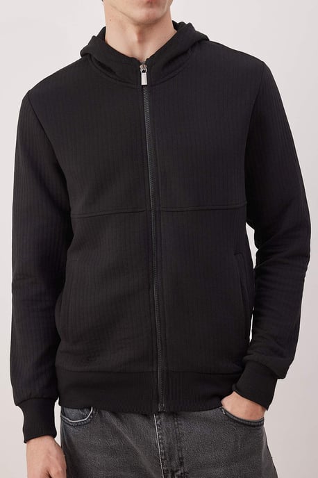TRENDYOL MAN Heren Zwart Effen Lang Regular fit Sweatshirts - Image 2