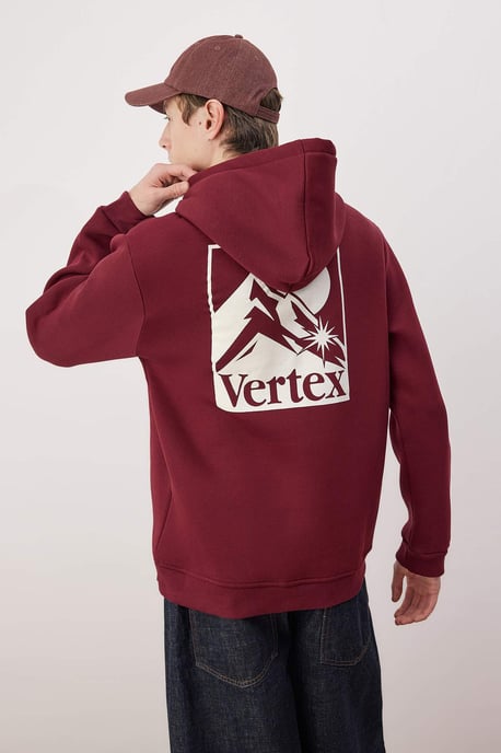 TRENDYOL MAN Heren Bordeaux Galaxy Lang Regular fit Sweatshirts - Image 3