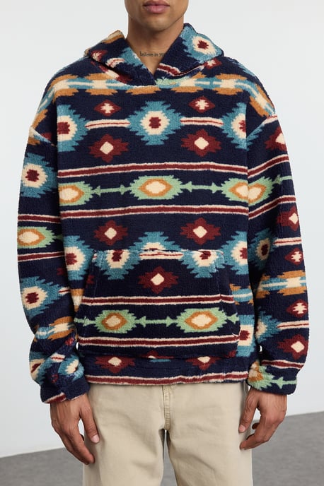 TRENDYOL MAN Unisex Donkerblauw Retro Lang Oversized Sweatshirts - Image 2