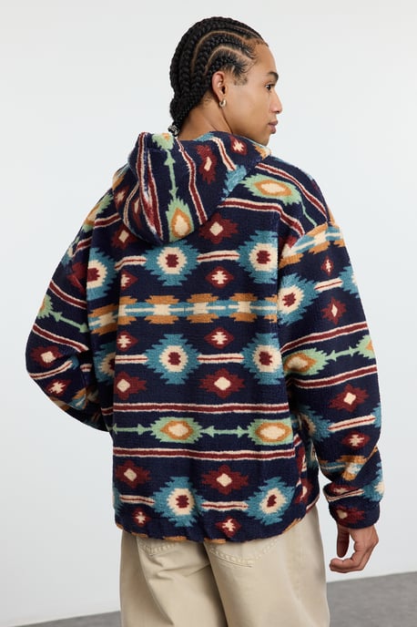 TRENDYOL MAN Unisex Donkerblauw Retro Lang Oversized Sweatshirts - Image 4
