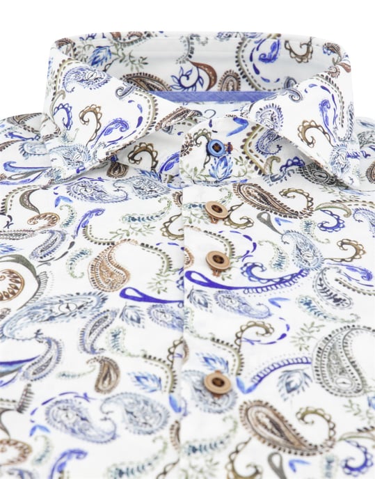 R2 Amsterdam overhemd blauw geprint lange mouw geprint - Image 3