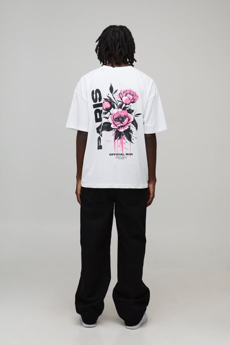 Wit oversized T-shirt met Paris-bloemenprint - Image 2