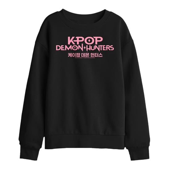 K-Pop Demon Hunters Sweatshirt met kinderlogo (Zwart/roze) - Image 1