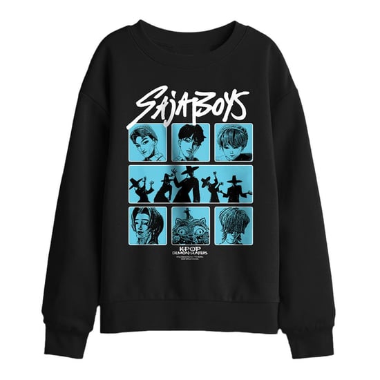 K-Pop Demon Hunters Vierkante sweatshirt met Saja Boys-posterprint voor kinderen (zwart) - Image 1