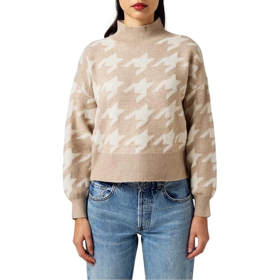 Vero Moda Dames-trui met col en pied-de-poule-motief (Mink) - Image 1