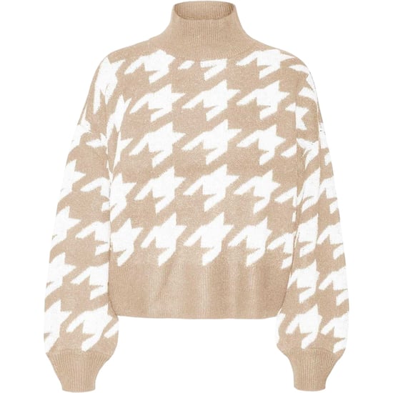 Vero Moda Dames-trui met col en pied-de-poule-motief (Mink) - Image 2