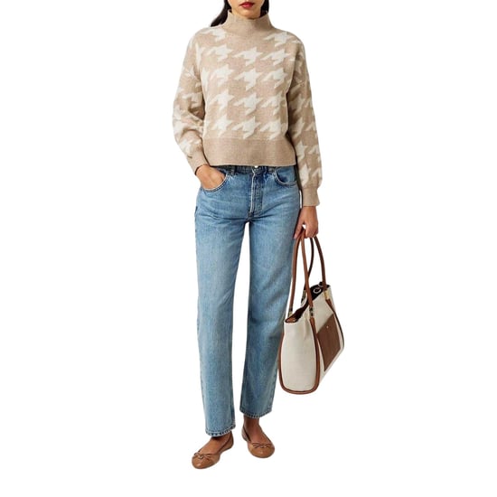 Vero Moda Dames-trui met col en pied-de-poule-motief (Mink) - Image 5