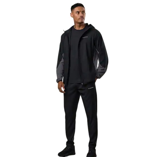 Gym King Raglan-windjack met capuchon voor heren (Zwart/Grafiet) - Image 1