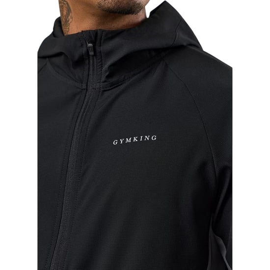 Gym King Raglan-windjack met capuchon voor heren (Zwart/Grafiet) - Image 4