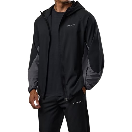 Gym King Raglan-windjack met capuchon voor heren (Zwart/Grafiet) - Image 5