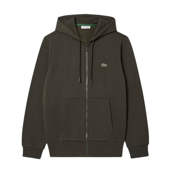 Lacoste Heren-hoodie met volledige ritssluiting van katoenmix en basic logo (Kaki Groen) - Image 2