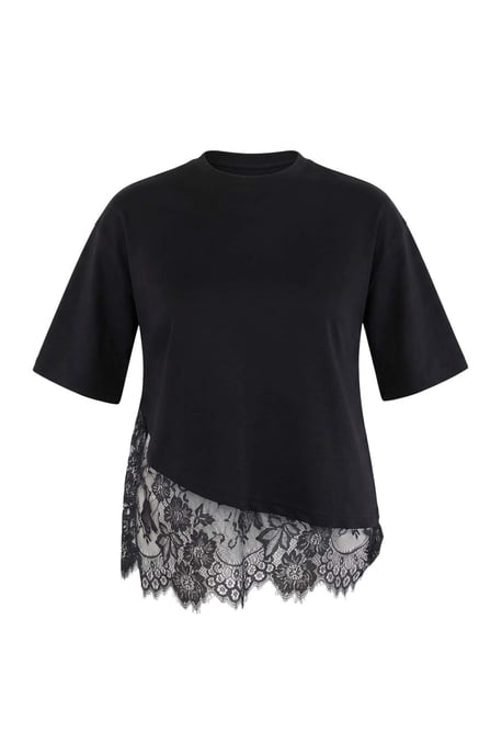 Trendyol Curve Dames Zwart Effen Kort Oversized Grote maten T-shirts - Image 1