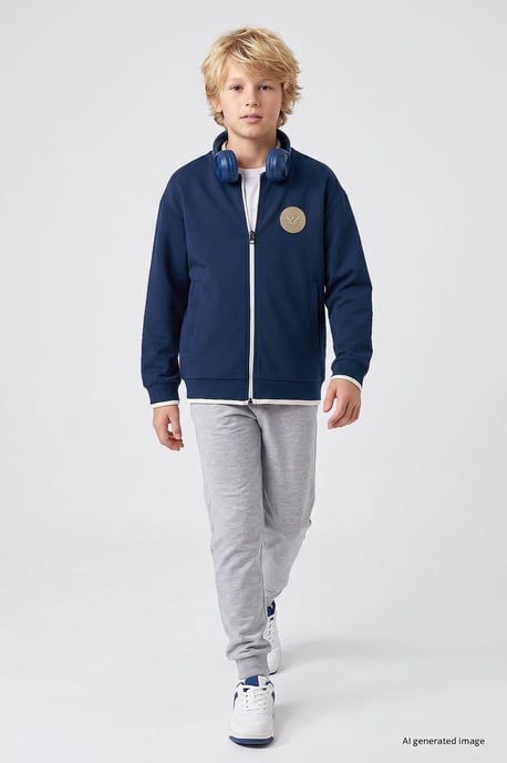 Sweatshirt voor jongeren met rits en ronde hals - Image 1