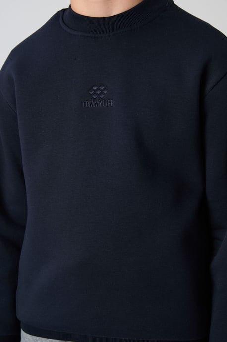 Sweatshirt voor jongeren met ronde hals en borduursel - Image 3