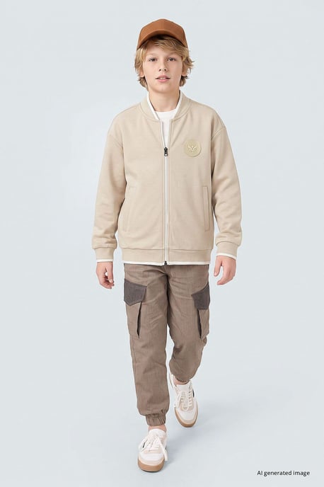 Sweatshirt voor jongeren met ronde hals en rits - Image 3