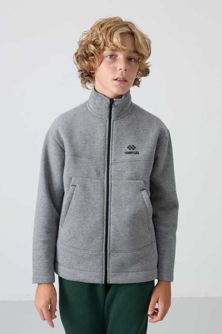 Tommy Life sweatshirt voor jongeren met kraag met rits en zak - Image 1