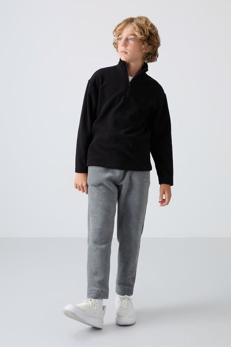 Pluchen sweater voor jongeren met halve rits - Image 3
