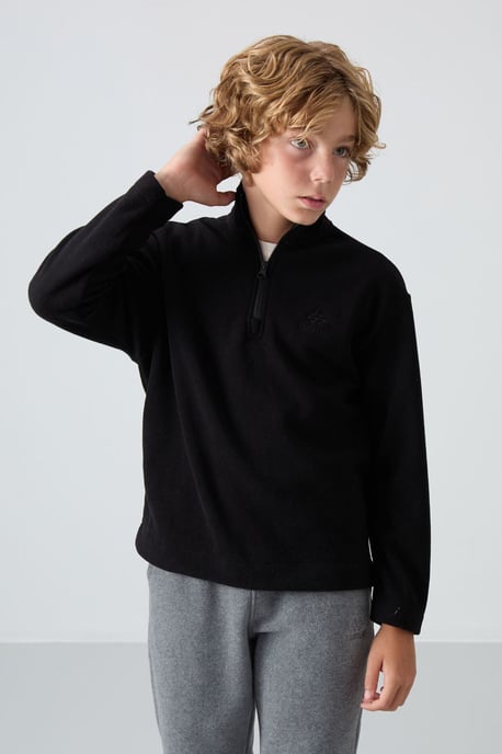 Pluchen sweater voor jongeren met halve rits - Image 5