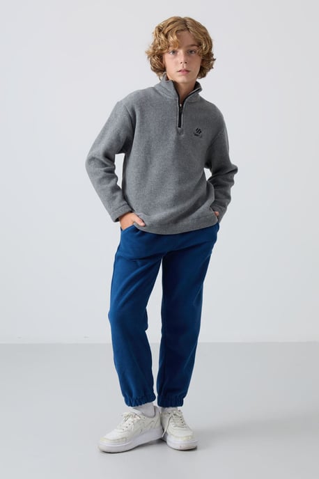 Pluchen sweater voor jongeren met halve rits - Image 6