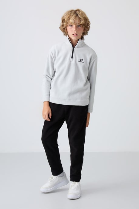 Sweatshirt voor jongeren met halve rits en borduursel - Image 3