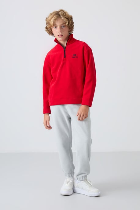 Sweatshirt voor jongeren met halve rits en borduursel - Image 2