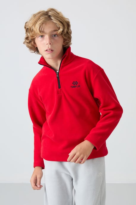 Sweatshirt voor jongeren met halve rits en borduursel - Image 4