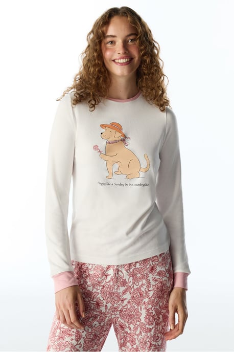 Kırık Countryside Dog Pattern pyjamatop met lange mouwen - Image 2