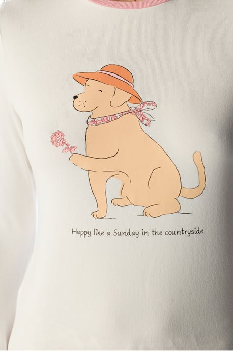 Kırık Countryside Dog Pattern pyjamatop met lange mouwen - Image 5