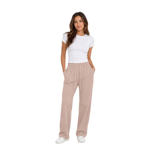 I Saw It First Geribde joggingbroek met wijde pijpen voor dames (Mokka) - Image 1