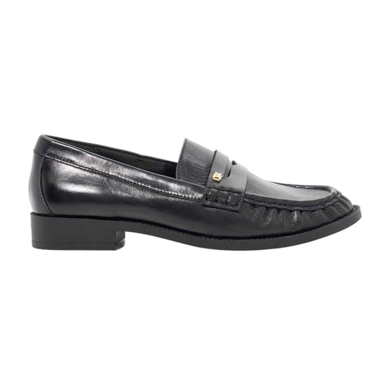 Dune London Galex leren penny loafers voor dames (Zwart) - Image 1