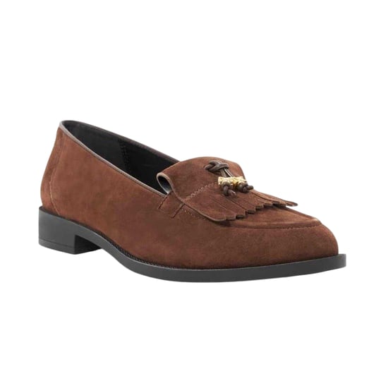 Dune London Globetrot suède platte loafers voor dames (Bruin) - Image 4