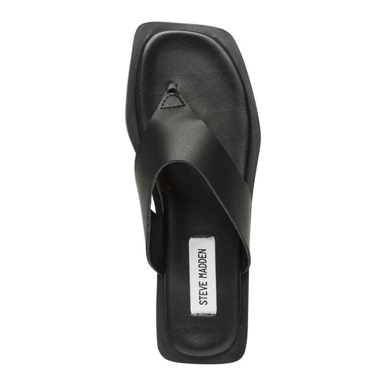 Steve Madden Lederen casual teenslippers met vierkante neus voor dames (Zwart) - Image 3