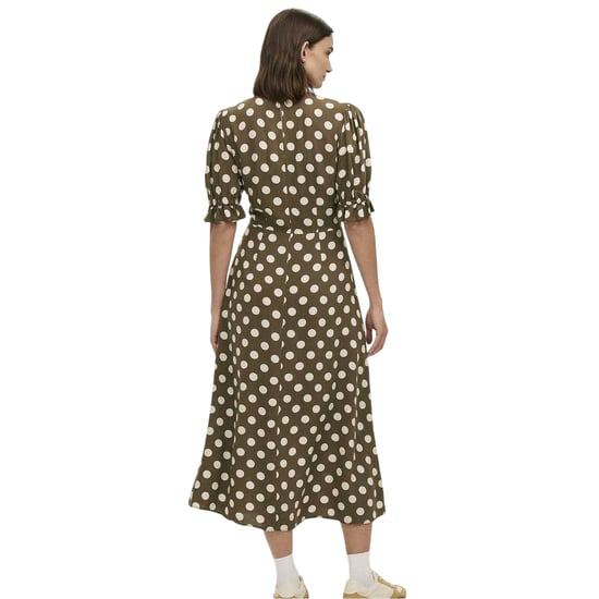 Finery Mela midi-jurk met polkadots en ronde hals voor dames (Donkere Khaki) - Image 2