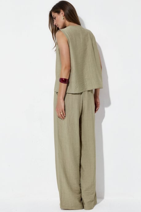 Set van een blouse van viscosemix met strikdetail en een broek met elastische taille - Image 3