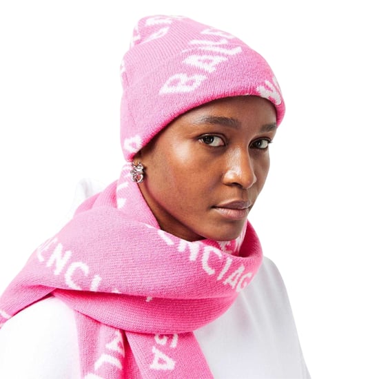 Balenciaga Gebreide muts met logo over het gehele oppervlak (Roze/Wit) - Image 4