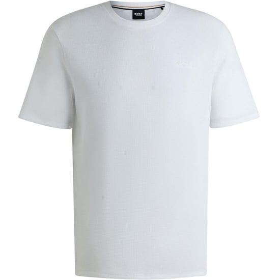 Boss Gestructureerd pyjamashirt voor heren van wafelbreisel (Wit) - Image 1