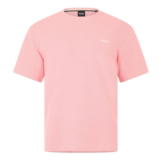 Boss Gestructureerd pyjamashirt voor heren van wafelbreisel (Roze) - Image 1