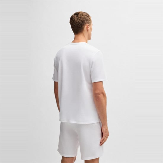 Boss Gestructureerd pyjamashirt voor heren van wafelbreisel (Wit) - Image 3