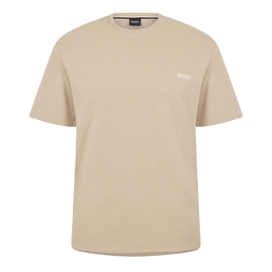 Boss Gestructureerd pyjamashirt voor heren van wafelbreisel (Beige) - Image 1