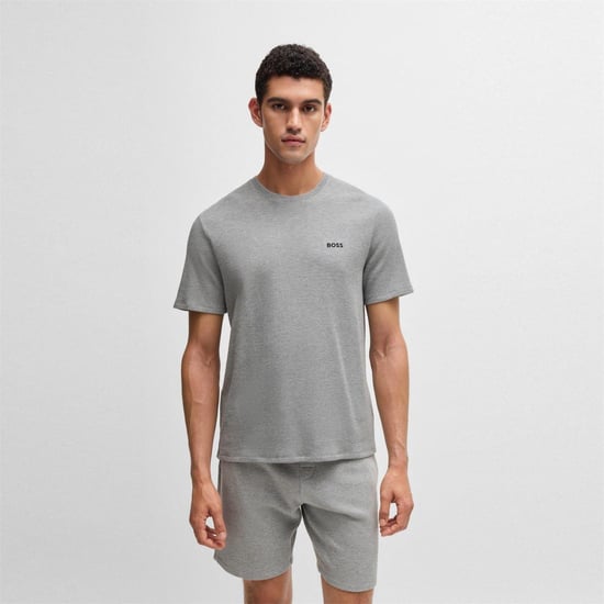 Boss Gestructureerd pyjamashirt voor heren van wafelbreisel (Medium Grijs) - Image 2