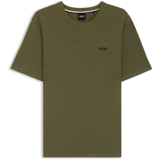 Boss Gestructureerd pyjamashirt voor heren van wafelbreisel (Kaki Bruin) - Image 1