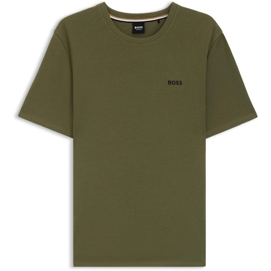 Boss Gestructureerd pyjamashirt voor heren van wafelbreisel (Kaki Bruin) - Image 2