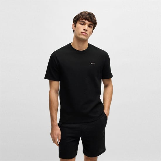 Boss Gestructureerd pyjamashirt voor heren van wafelbreisel (Zwart) - Image 2