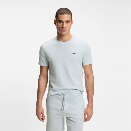 Boss Gestructureerd pyjamashirt voor heren van wafelbreisel (Lichtblauw) - Image 2