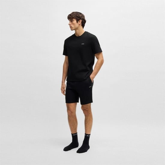 Boss Gestructureerd pyjamashirt voor heren van wafelbreisel (Zwart) - Image 5