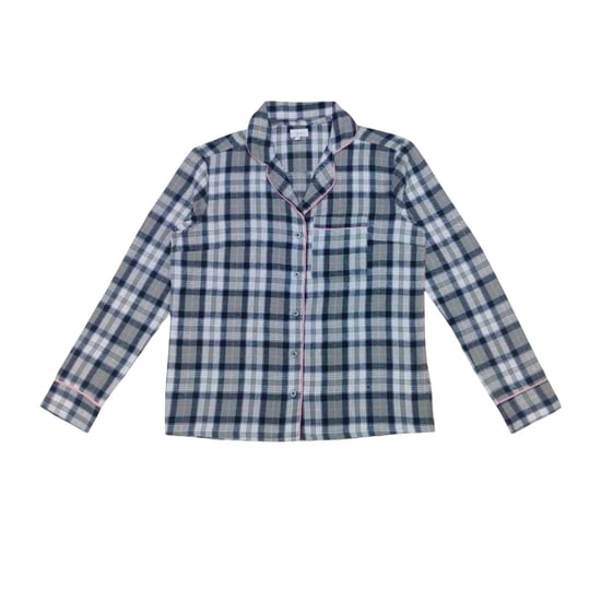 Linea Lange pyjamaset voor dames van katoen met ruitjesmotief en knoopsluiting aan de voorkant (1 stuk) (GRIJS/PINK) - Image 2