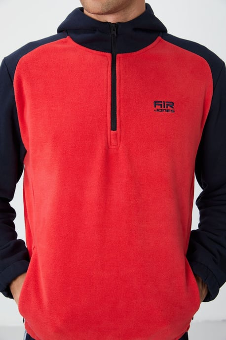 Tommy Life Heren-sweatshirt van pluche met colourblocking en halve rits - Image 2
