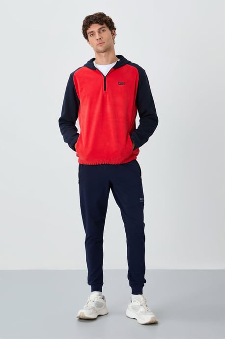 Tommy Life Heren-sweatshirt van pluche met colourblocking en halve rits - Image 3