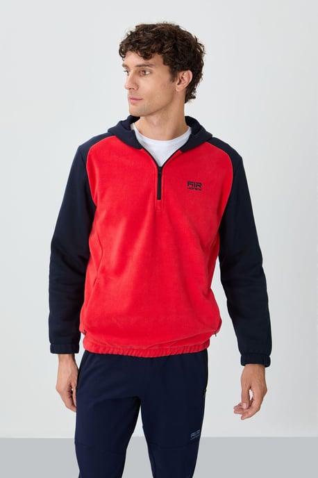 Tommy Life Heren-sweatshirt van pluche met colourblocking en halve rits - Image 4